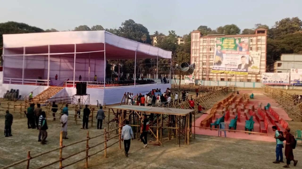 তারেক রহমানের সমাবেশ : প্রস্তুত পলোগ্রাউন্ড, তিন স্তরের নিরাপত্তা