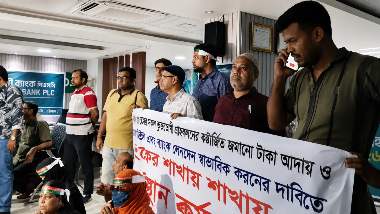 চট্টগ্রামে ফাস্ট সিকিউরিটি ইসলামী ব্যাংকে আমানতকারীদের বিক্ষোভ