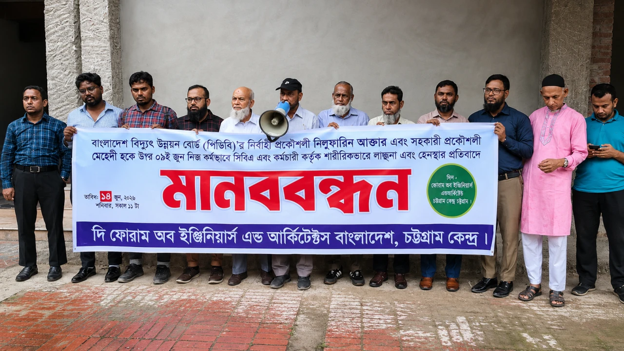 পিডিবির দুই প্রকৌশলীকে লাঞ্ছনার প্রতিবাদে চট্টগ্রা...